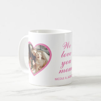Caneca De Café Dia de as mães de Nome de Fotos do Coração Duplo M