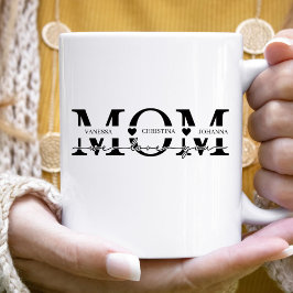 Caneca De Café Dia de as mães de Nomes de Crianças da Mãe Moderna