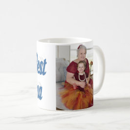 Caneca De Café Dia de as mães de tipografia azul com foto vovó