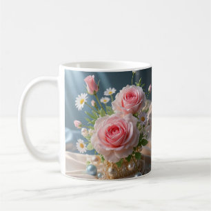 Caneca De Café Dia de as mães Delicar rosas rosa e margaridas bra