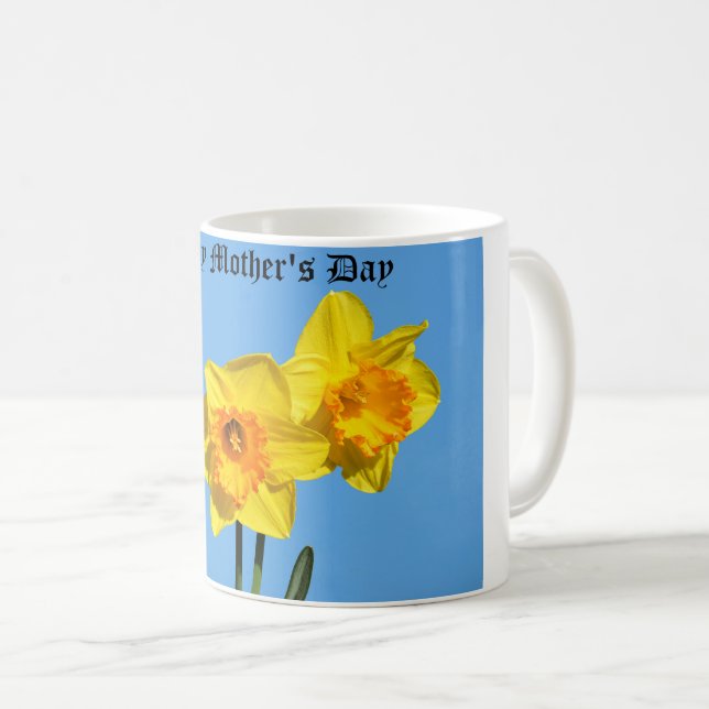 Caneca De Café Dia de as mães feliz Daffodils flores Mug (Frente Esquerda)