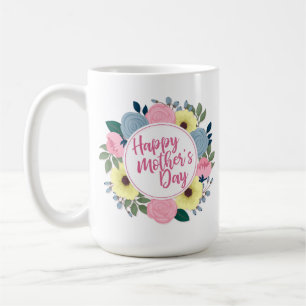 Caneca De Café Dia de as mães Feliz Elegante Floral Mug Clássic