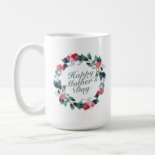 Caneca De Café Dia de as mães Feliz Elegante Floral Mug Clássic