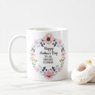 Caneca De Café Dia de as mães Feliz Floral Azul Cor-de-Rosa, -Esp