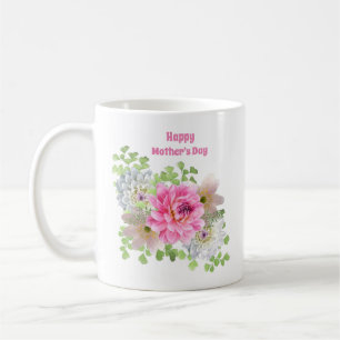 Caneca De Café Dia de as mães Feliz Floral Rosa