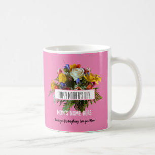 Caneca De Café Dia de as mães FELIZ FLORAL TRENDY