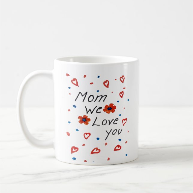 Caneca De Café dia de as mães feliz flores aquáticas manuscrito (Esquerda)