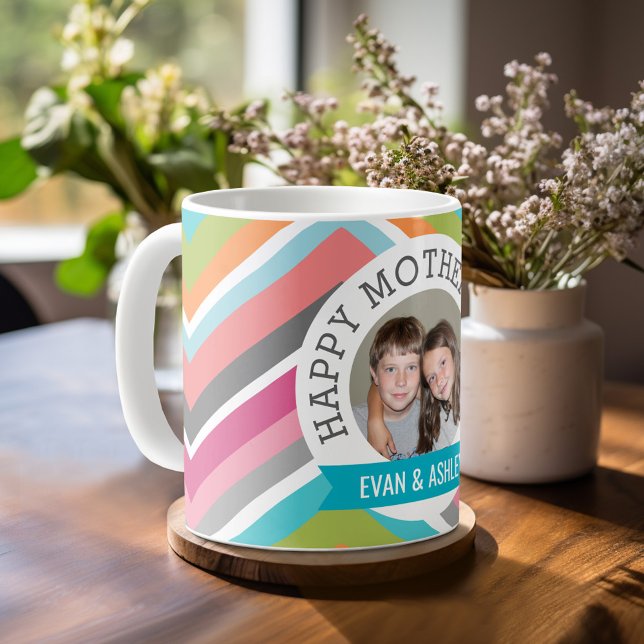 Caneca De Café Dia de as mães Feliz - Modelo de Fotografia Person (Mug template with a place for photos and custom text)