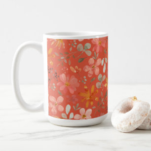 Caneca De Café Dia de as mães Floral Laranja Brilhante