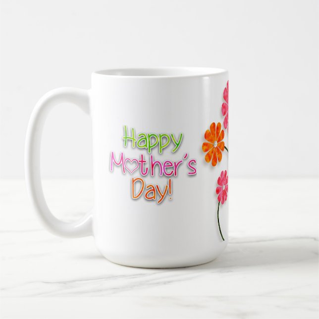 Caneca De Café Dia de as mães - Flores Brilhantes Brilhantes (Esquerda)