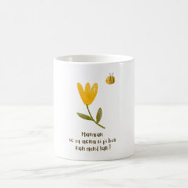 Caneca De Café Dia de as mães haitiano: Flor de Aquarela e Abelha