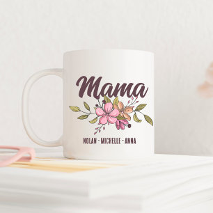 Caneca De Café Dia de as mães Mamãe Personalizado com Nomes