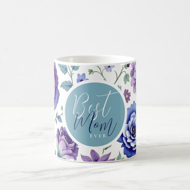Caneca De Café Dia de as mães Melhor Mãe Alguma Vez Floral (Centro)