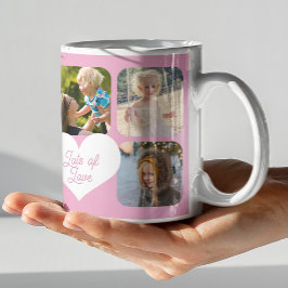 Caneca De Café Dia de as mães Melhor Mãe, Colagem de Fotos Rosa