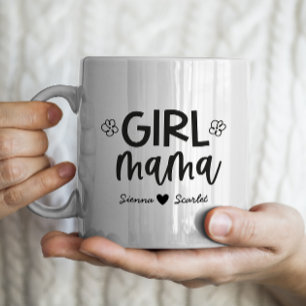 Caneca De Café dia de as mães "Menina Mamã" Personalizado 2 nomes
