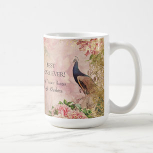 Caneca De Café Dia de as mães para Crianças Nana - Peacock Rosa F