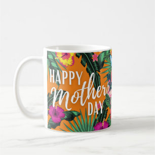 Caneca De Café Dia de as mães Personalizado de Flores Tropicais