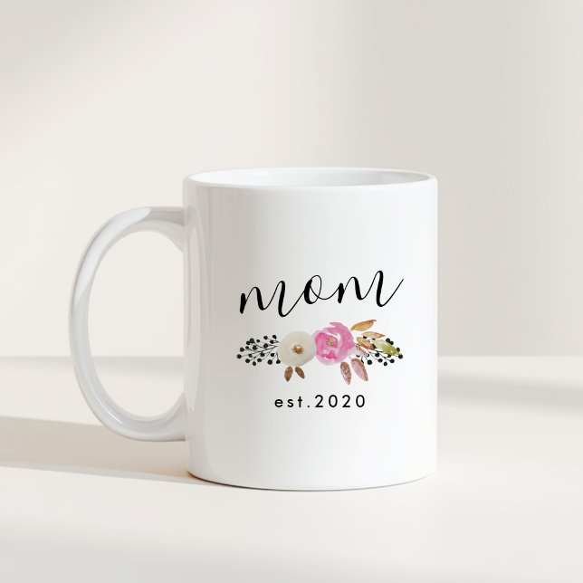 Caneca De Café Dia de as mães Personalizado Floral Moderno (Criador carregado)
