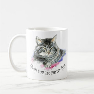 Caneca De Café Dia de as mães Purrr-fect Mãe Citação