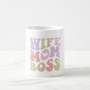 Caneca De Café Dia de as mães Retro Script Chefe da Mãe Esposa