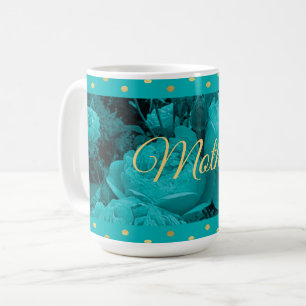 Caneca De Café Dia de as mães Rosa Turquoise