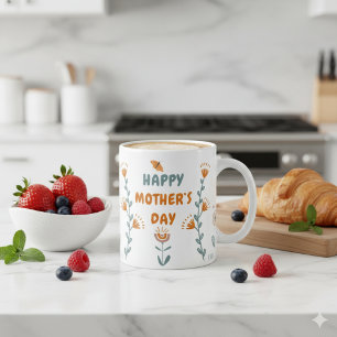 Caneca De Café Dia de as mães Simples Laranja e Verde Mug Pessoal