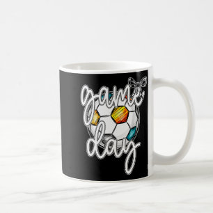 Caneca De Café Dia de Jogo de Futebol Retro Laço Feminino Meninas