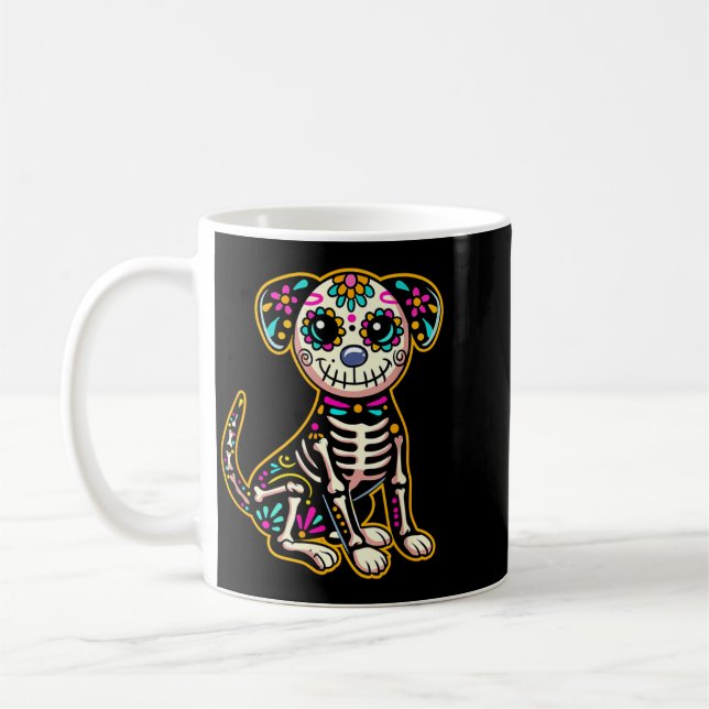 Caneca De Café Dia De Los Muertos Esqueleto Crânio De Açúcar Cach (Esquerda)