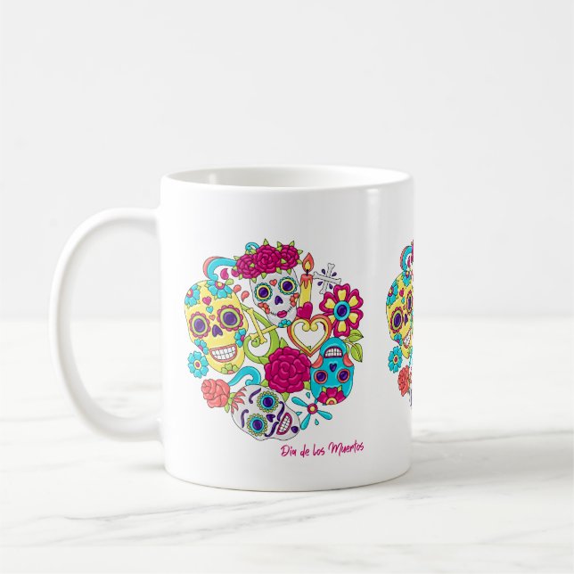 Caneca De Café Dia de Los Muertos Skulls (Esquerda)