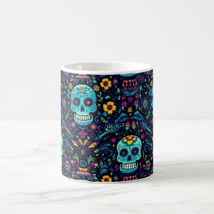 Caneca De Café Día de Muertos Reverifiquei: Espectro Crânio de Aç
