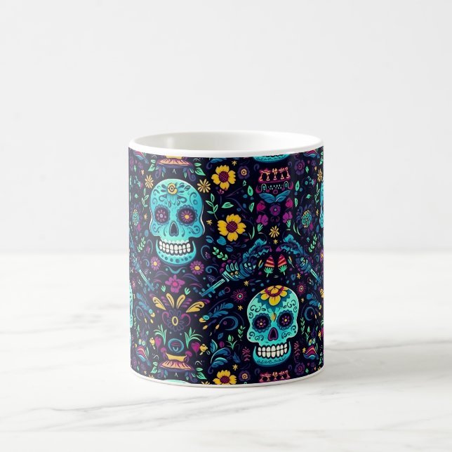 Caneca De Café Día de Muertos Reverifiquei: Espectro Crânio de Aç (Centro)