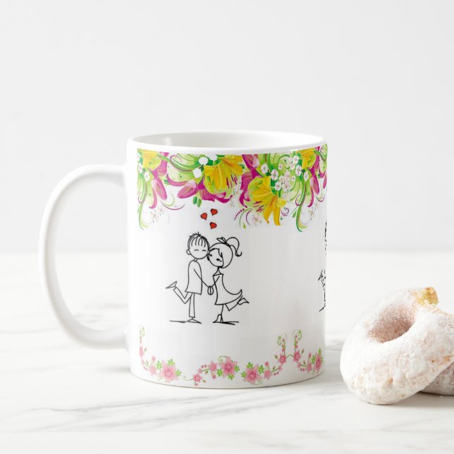 Caneca De Café Dia de os namorados (Com Donut)