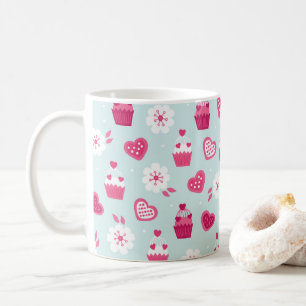 Caneca De Café Dia de os namorados Candy Hearts Cupcakes Flores