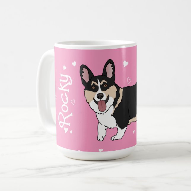 Caneca De Café Dia de os namorados Corgi (Frente Esquerda)