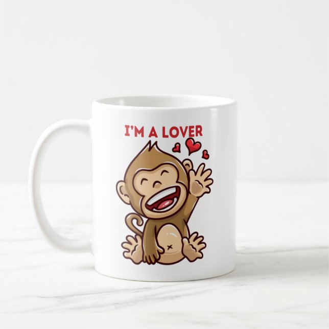 Caneca De Café Dia de os namorados Cute Cartoon Monkey Mug (Esquerda)