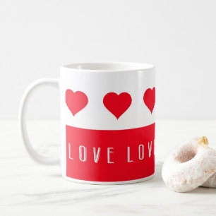 Caneca De Café Dia de os namorados de Amor e Corações Vermelhos