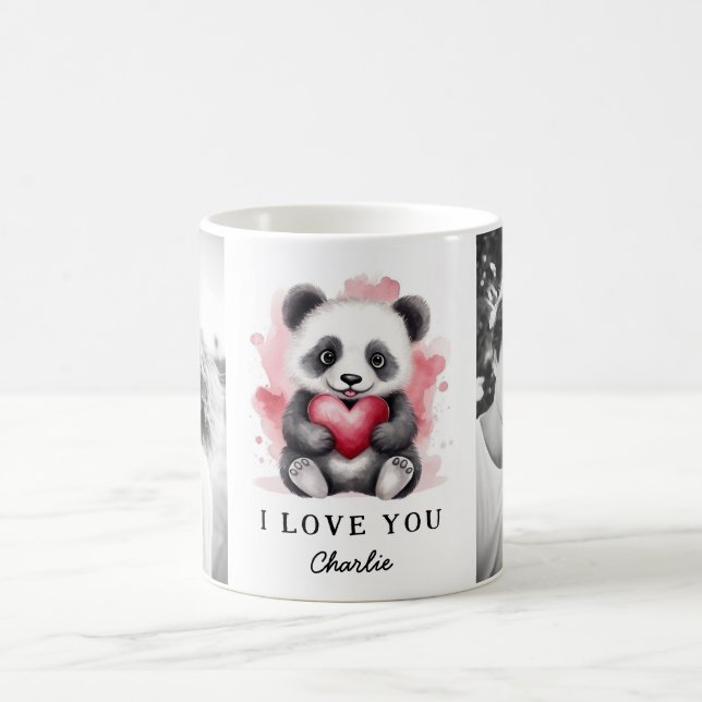 Caneca De Café Dia de os namorados de panda bonitinha segurando f (Centro)