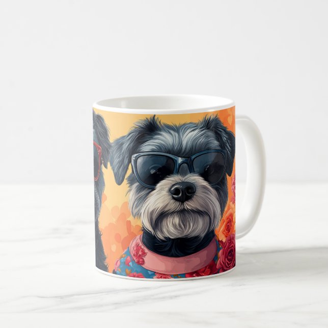 Caneca De Café Dia de os namorados de Rosas Cardíacos Terrier de  (Frente Esquerda)