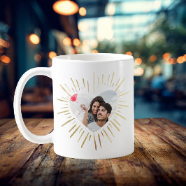 Caneca De Café Dia de os namorados Dourado de Foto Personalizado 