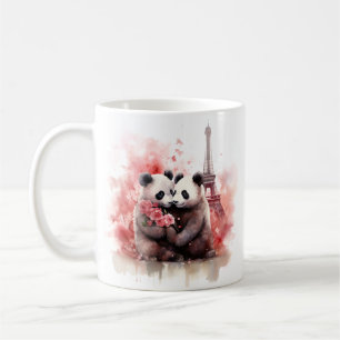 Caneca De Café Dia de os namorados em Paris - Casal de pandas - M