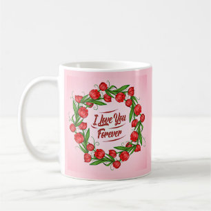 Caneca De Café dia de os namorados Eu Te Amo Por Flores Vermelhas