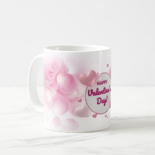 Caneca De Café Dia de os namorados Floral Rosa Elegante