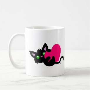 Caneca De Café Dia de os namorados Gatinho preto