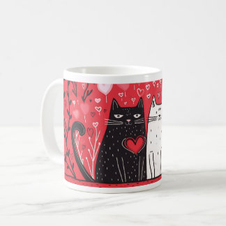 Caneca De Café Dia de os namorados - Gatos brancos e pretos