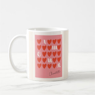 Caneca De Café Dia de os namorados Moderno Amour Heart Oferece Mu