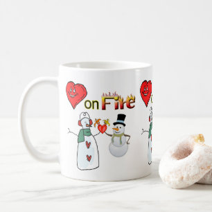 Caneca De Café Dia de os namorados Mugs Heart Fire Snowman