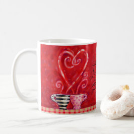 Caneca De Café Dia de os namorados Vermelho Corações Adoram Coffe