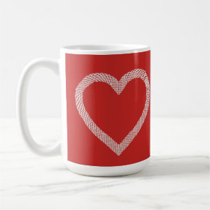 Caneca De Café Dia de os namorados Vermelho Vintage Lace Heart