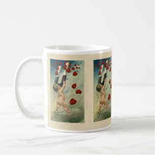 Caneca De Café Dia de os namorados Vintage, Cherub com Corações M