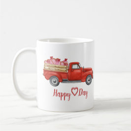 Caneca De Café Dia de os namorados Vintage Red Truck Hearts